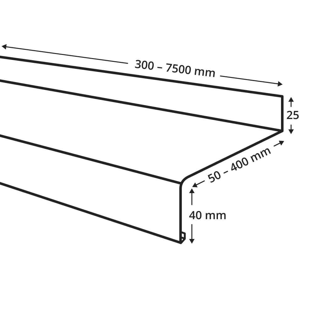 Dessin technique appui de fenêtre extérieur aluminium sans rebords