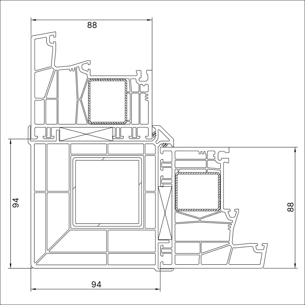 Couplage d’angle 90° pour coin extérieur