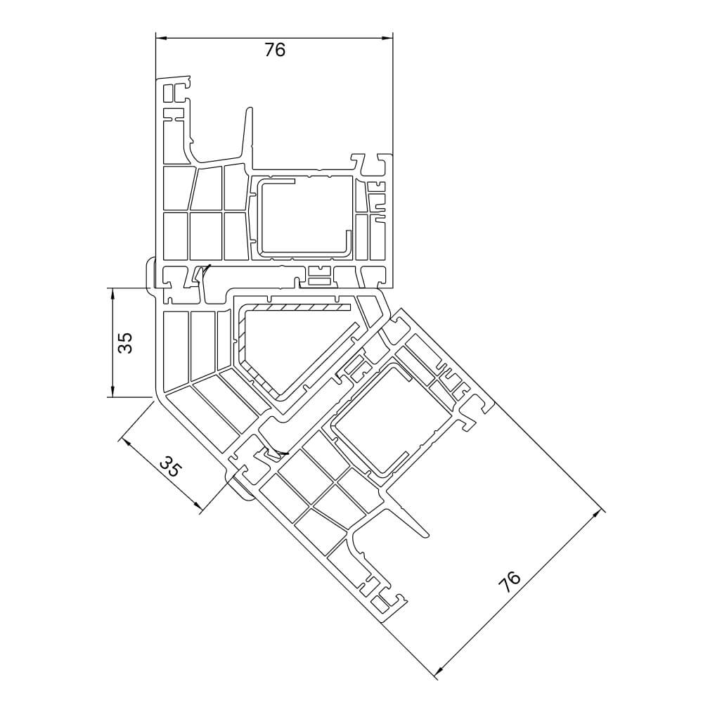 Couplage d’angle 135° pour coin extérieur