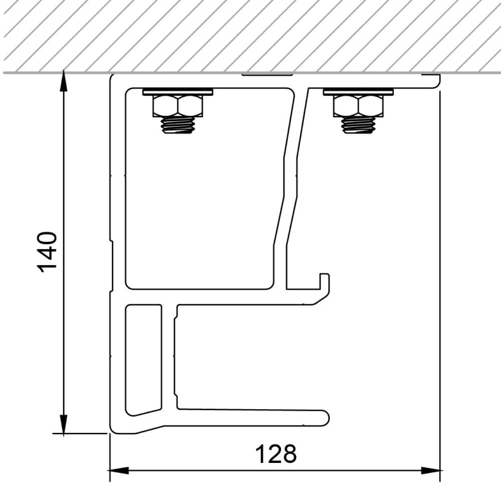 Store banne Basic et Premium : Pose au plafond (vue latérale)