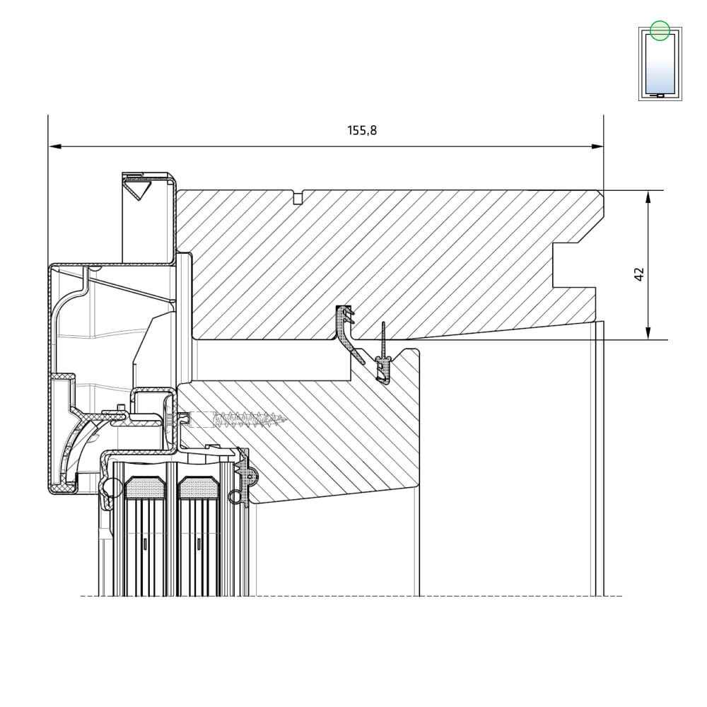 Vue du dessus : fenêtre de toit en bois Comfort, ouverture par rotation et triple vitrage