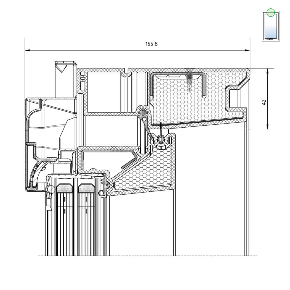 Vue du dessus : fenêtre de toit en bois Comfort Premium, ouverture par rotation et triple vitrage