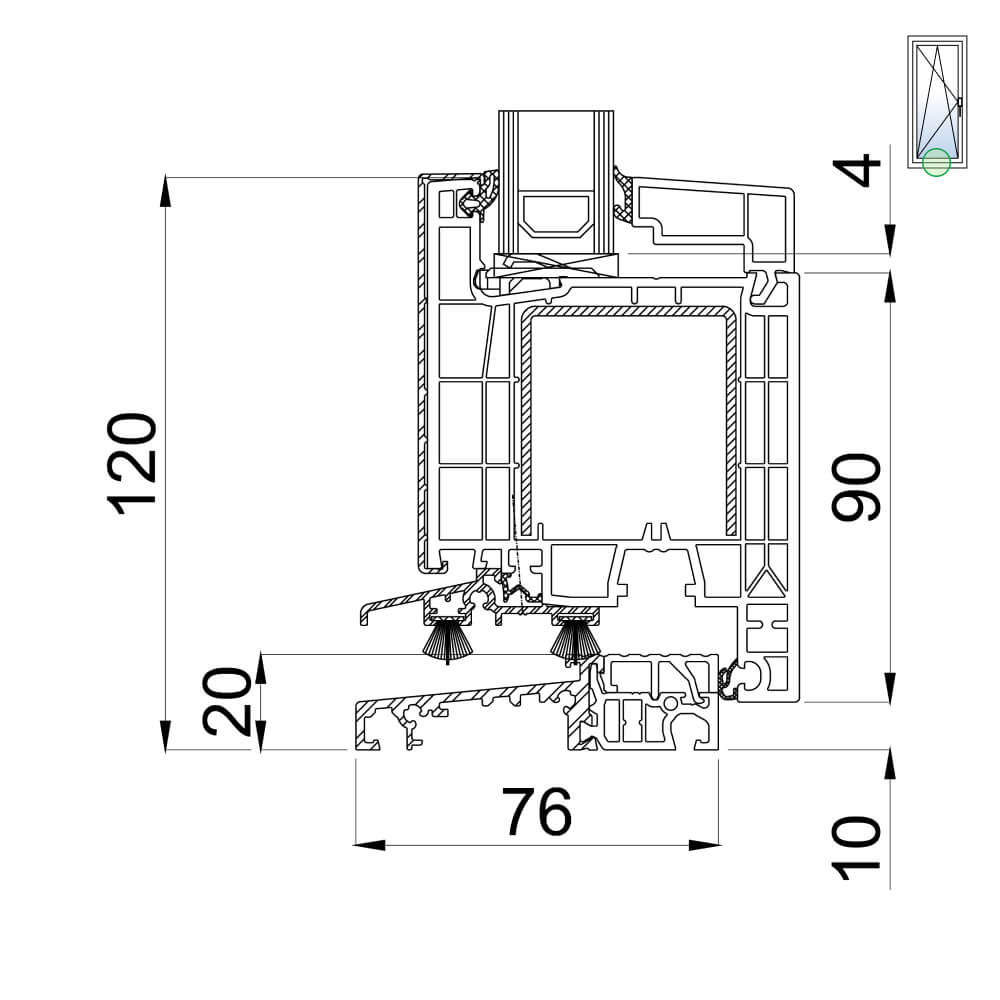 TwinSet neo AD - Porte-fenêtre avec vantail large et seuil plat