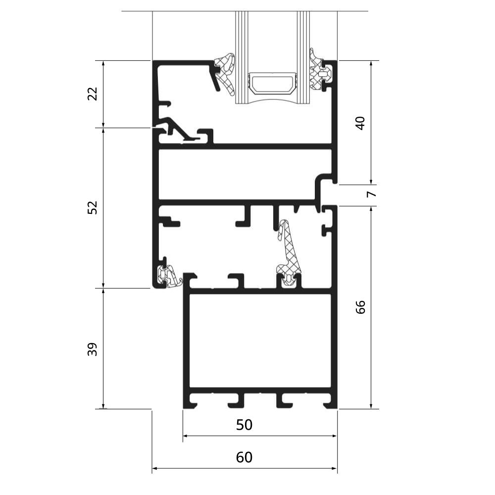 Coupe de profilé Schüco AWS 50.NI