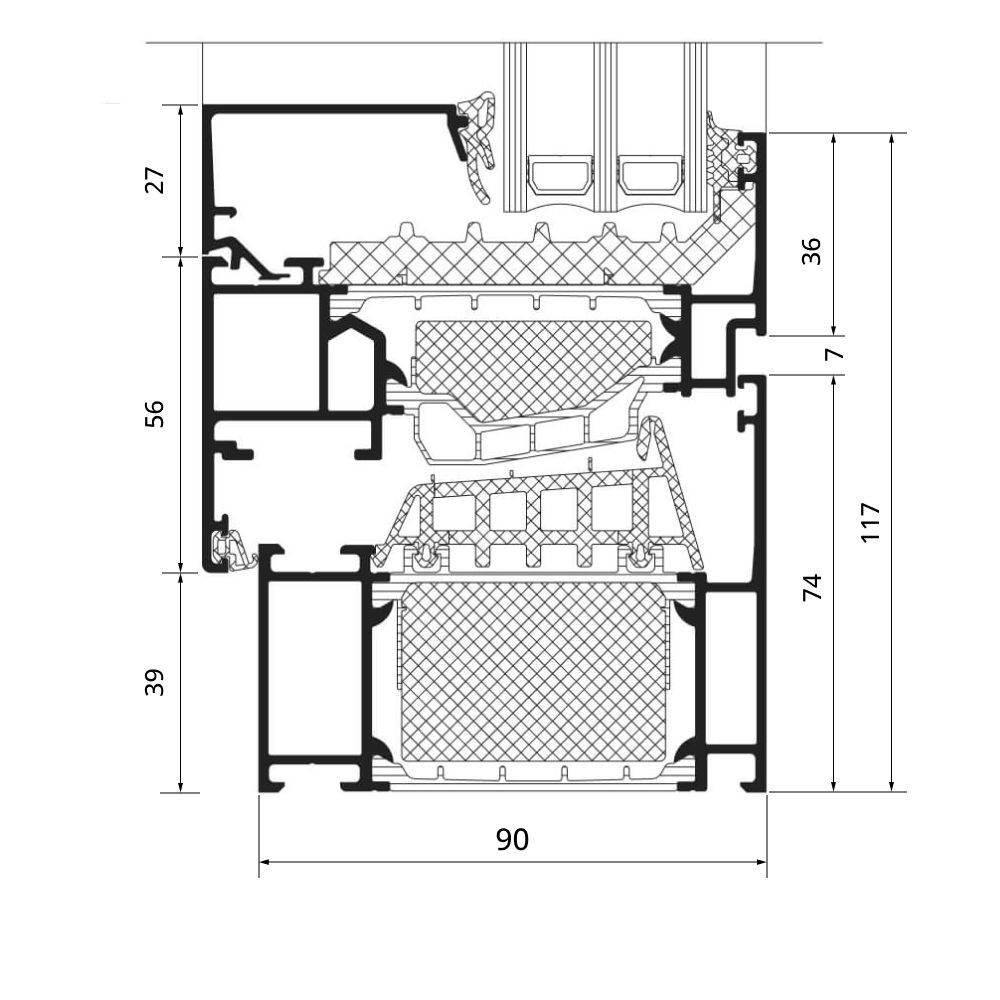 Coupe de profilé Schüco AWS 90.SI+